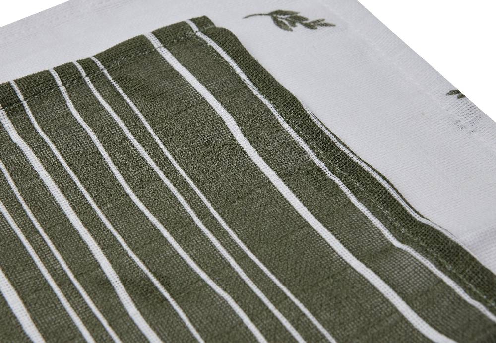 Jollein Spucktücher Hydrophill Stripe Olive Leaf Green GOTS (2p) Vierteljährliche Förderung