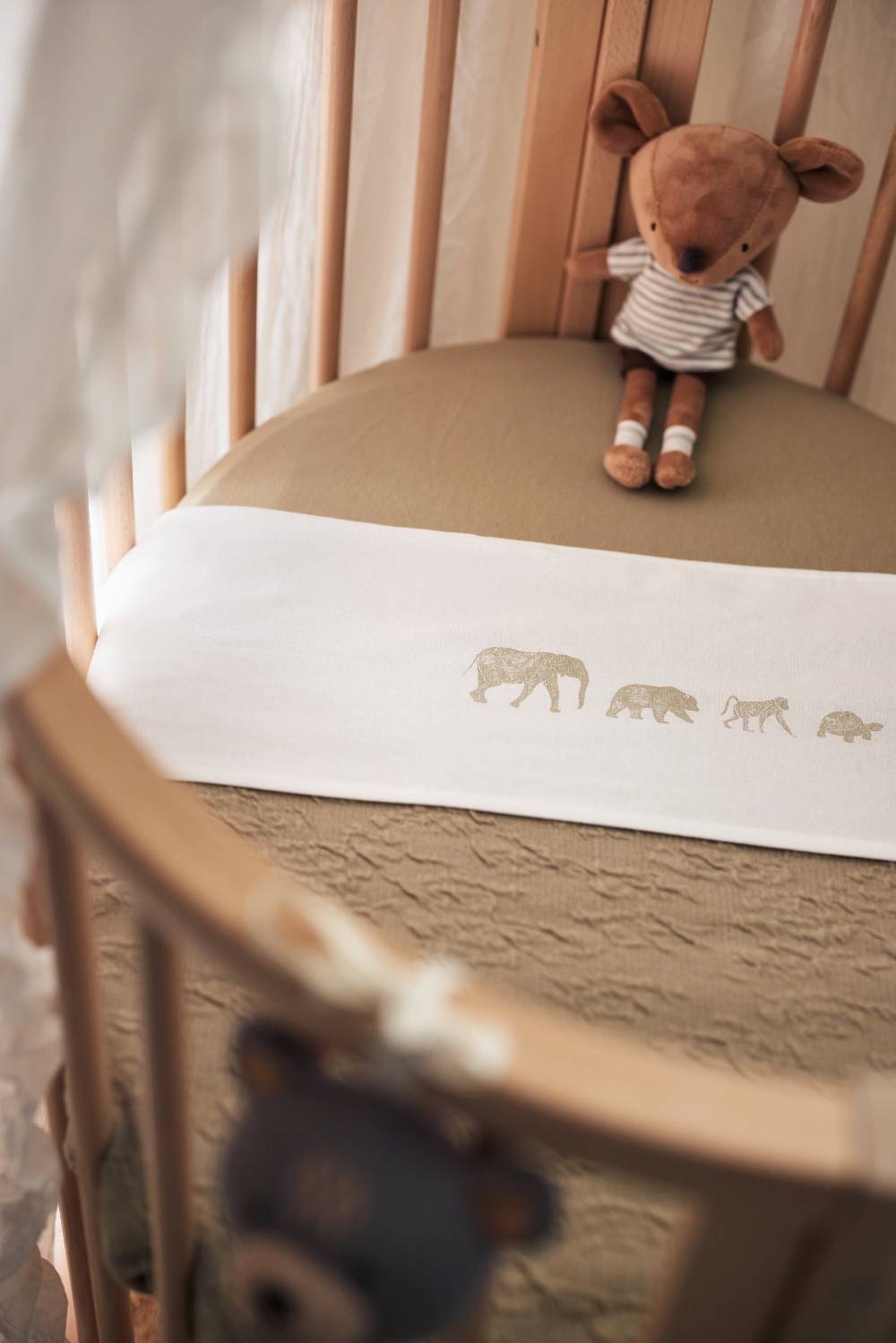 Jollein Bettlaken Wiege 75x100cm Animals Olive Green Muttertagsangebot