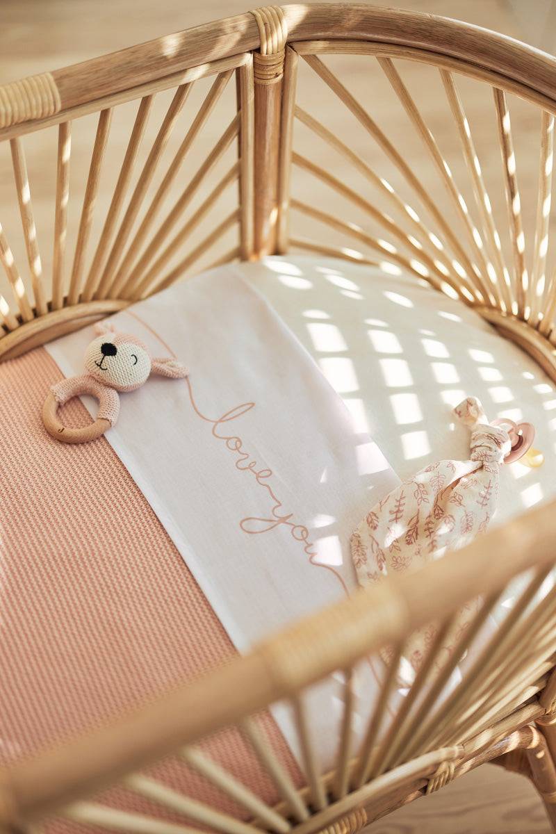 Jollein Bettlaken Wiege 75x100cm Love you Pale Pink Top Angebot