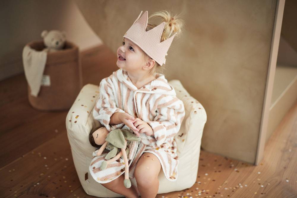 Jollein Bademantel 3-4 Jahre Stripe Frottee Wild Rose GOTS zollfrei