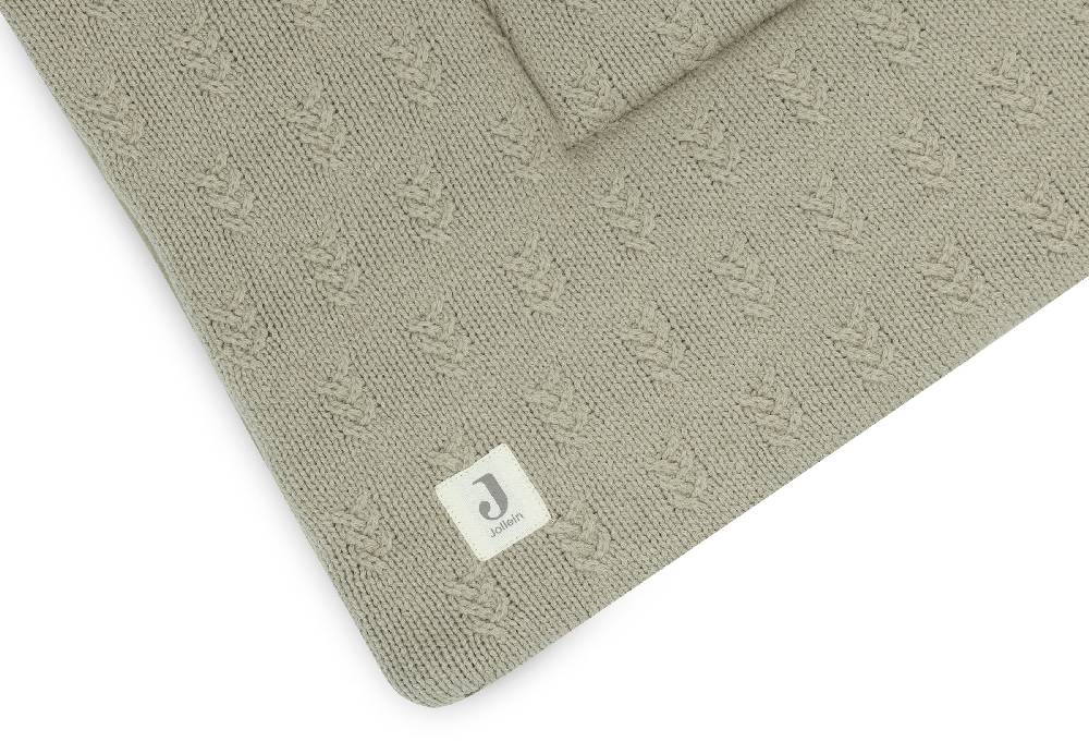 Jollein Krabbeldecke 75x95cm Grain Knit Olive Green im Angebot