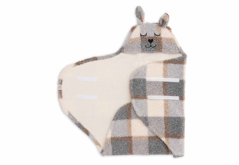Jollein Einschlagdecke für Babyschale Bunny Check - Boucle Jubiläumsangebot