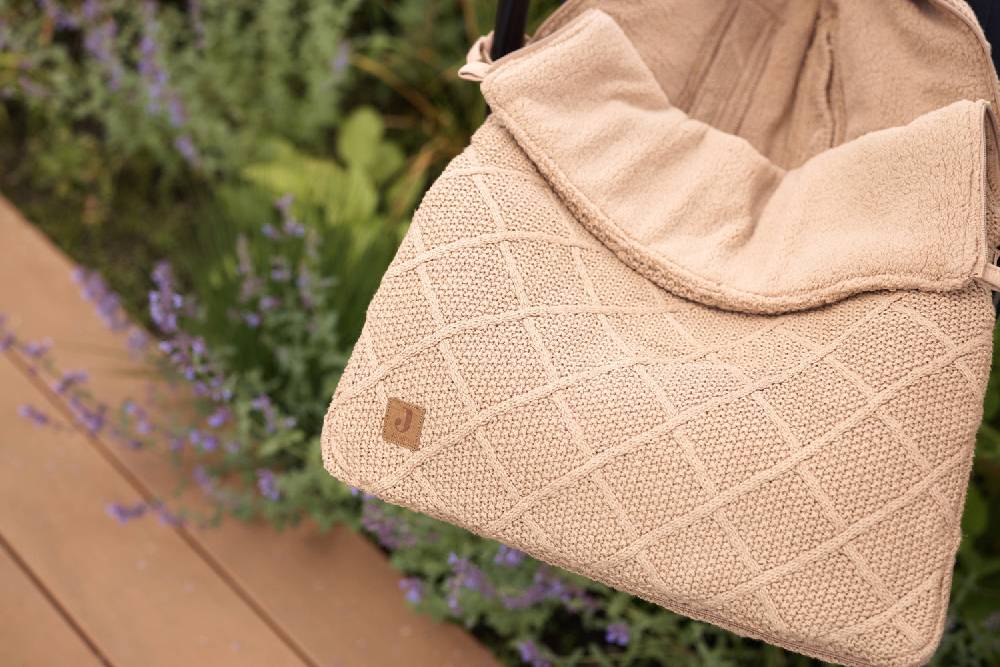 Jollein Fußsack Gruppe 0+ 3/5 Punkte Check Knit - Biscuit Limitierter Zeitrabatt