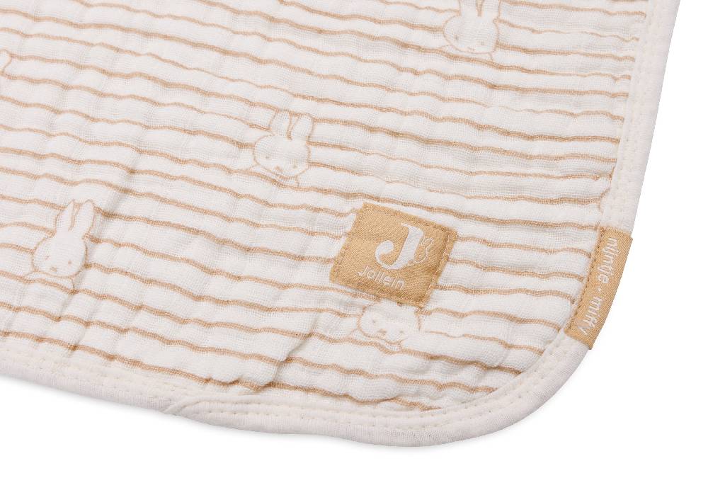Jollein Deken Wiege 75x100cm Miffy Stripe Biscuit Clearance-Verkauf