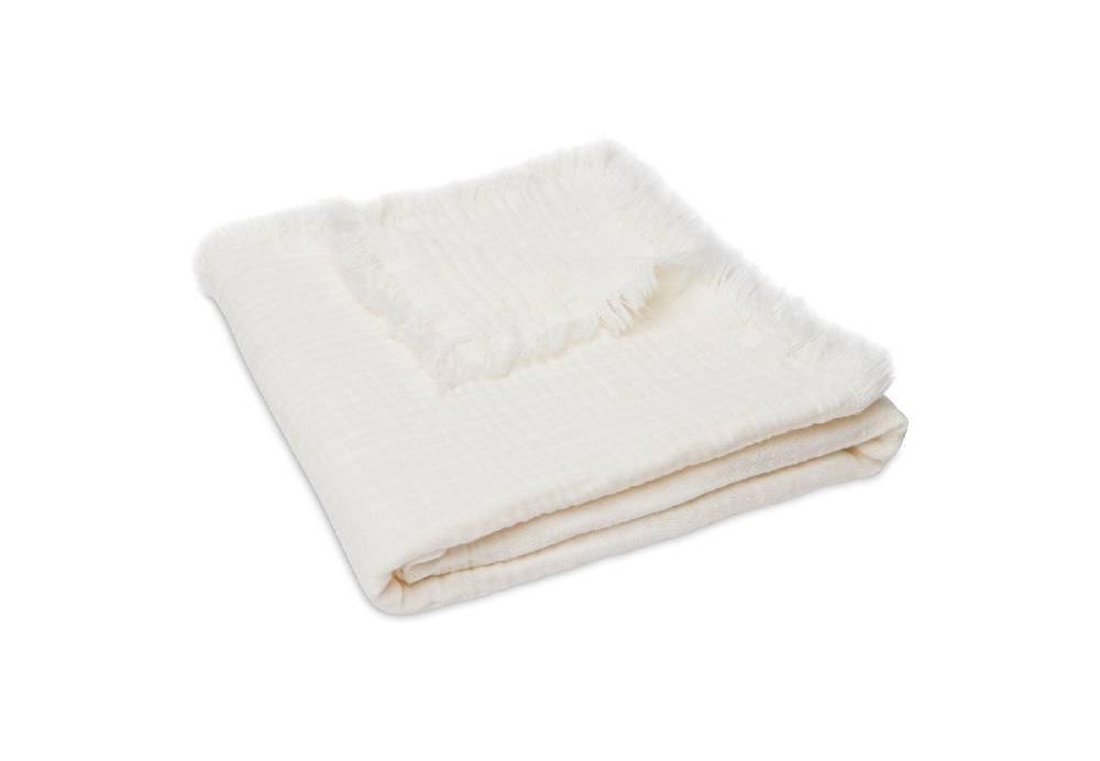 Jollein Decke Wiege Muslin Fringe 75x100cm Ivory 50% Rabatt für begrenzte Zeit