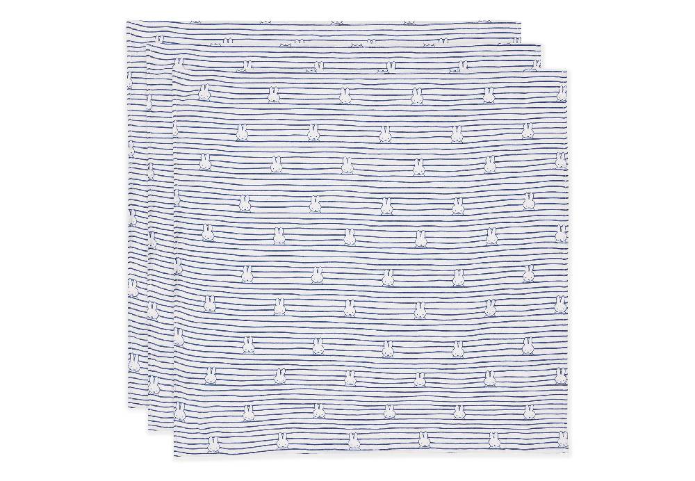 Jollein Spucktuch Hydrophil 70x70cm Miffy Stripe Navy (3pack) Outlet