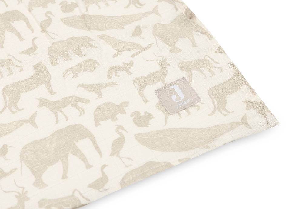 Jollein Mullwindeln Hydrophil 115x115cm Animals Nougat (2pack) Günstiger Verkauf