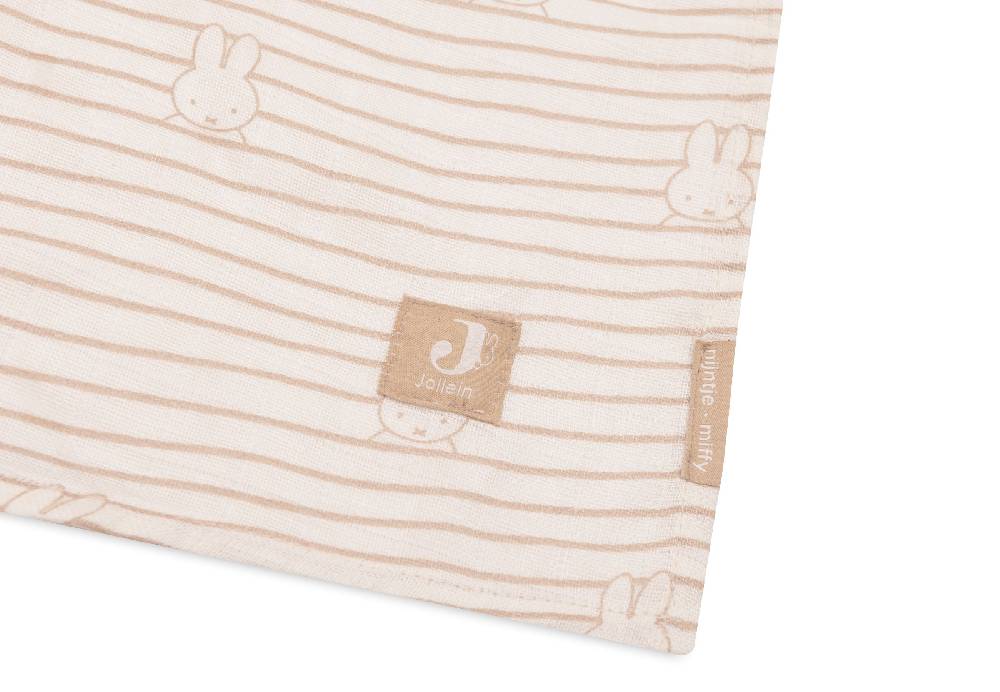 Jollein Mullwindelnn Hydrophil 115x115cm Miffy Stripe Biscuit (2pack Blitzverkäufe