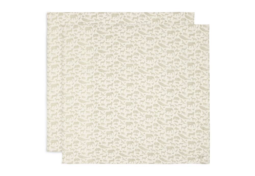 Jollein Mullwindeln Hydrophil 115x115cm Animals Olive Green (2pack)