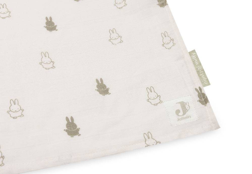 Jollein Mullwindeln Hydrophil 115x115cm Happy Miffy Olive Green (2p) Fabrikpreis