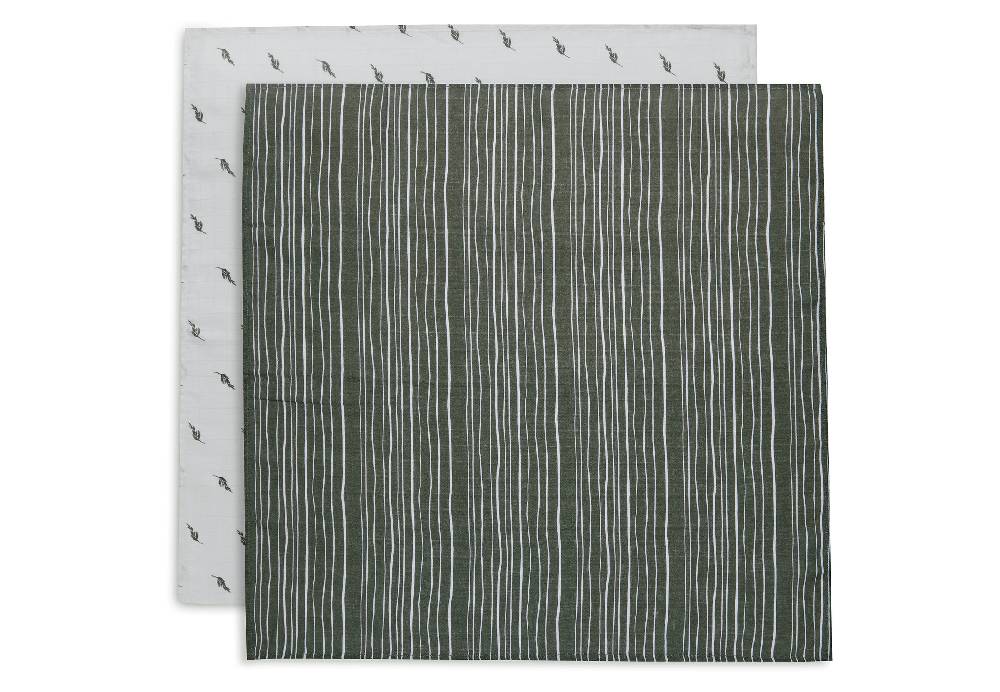 Jollein Spucktuch Hydrophill Stripe Olive Leaf Green GOTS (2pack) Großer Ausverkauf