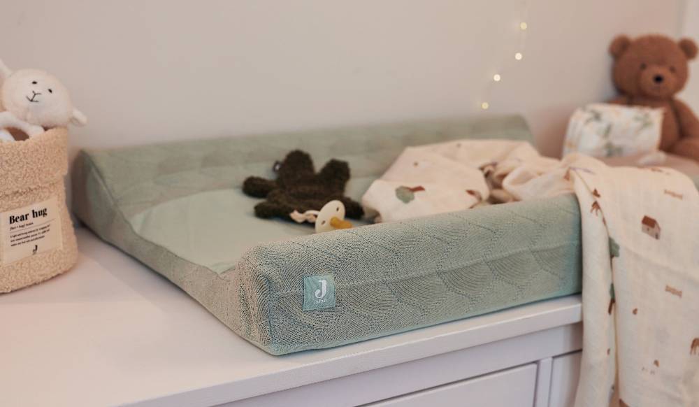 Jollein Wickelauflagenbezug 50x70cm Shell Knit Sea Foam GOTS Weihnachtsangebot