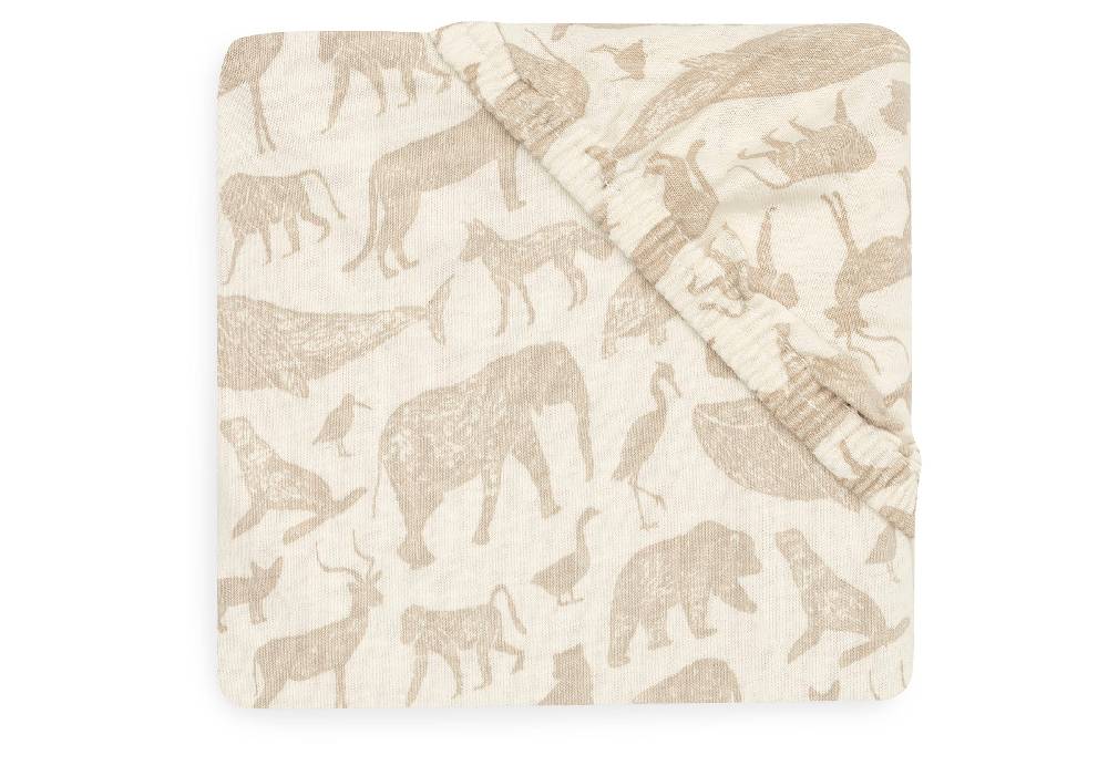 Jollein Spannbettlaken Jersey 60x120cm Animals Nougat Weihnachtsangebot