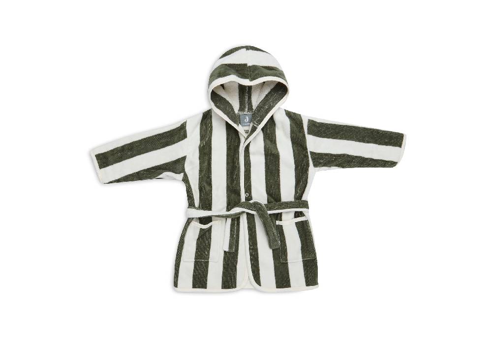 Jollein Bademantel 3-4 Jahre Stripe Frottee Leaf Green GOTS Online Outlet