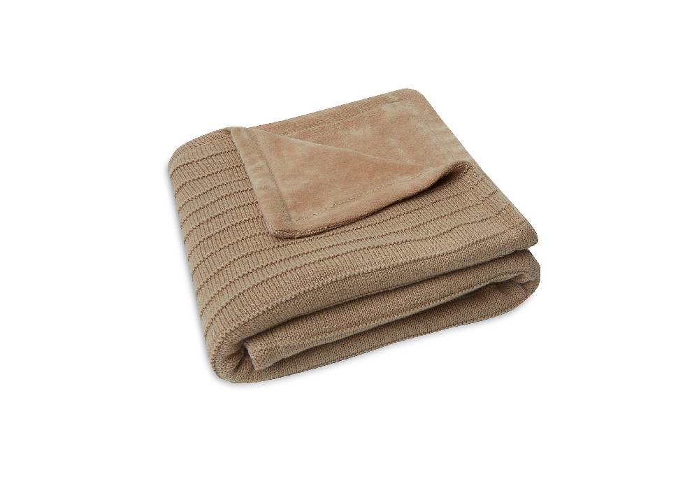 Jollein Decke Wiege 75x100cm Pure Knit Biscuit/Velvet GOTS 50% Rabatt mit kostenlosem Versand