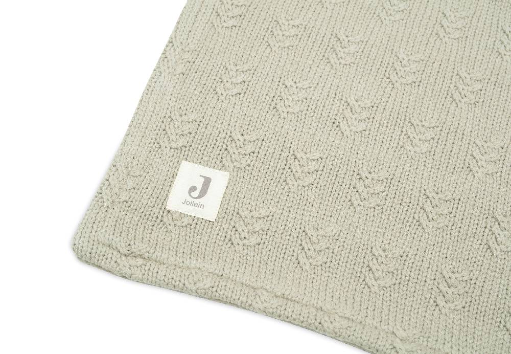Jollein Decke Wiege 75x100cm Grain Knit Olive Green/Velvet im Angebot