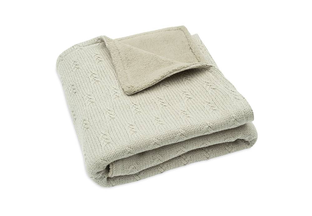 Jollein Decke Wiege 75x100cm Grain Knit Olive Green/Velvet im Angebot