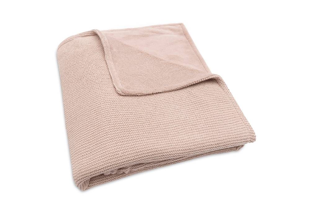 Jollein Decke Kinderbett 100x150cm Basic Knit Wild Rose/Fleece Schlussverkauf