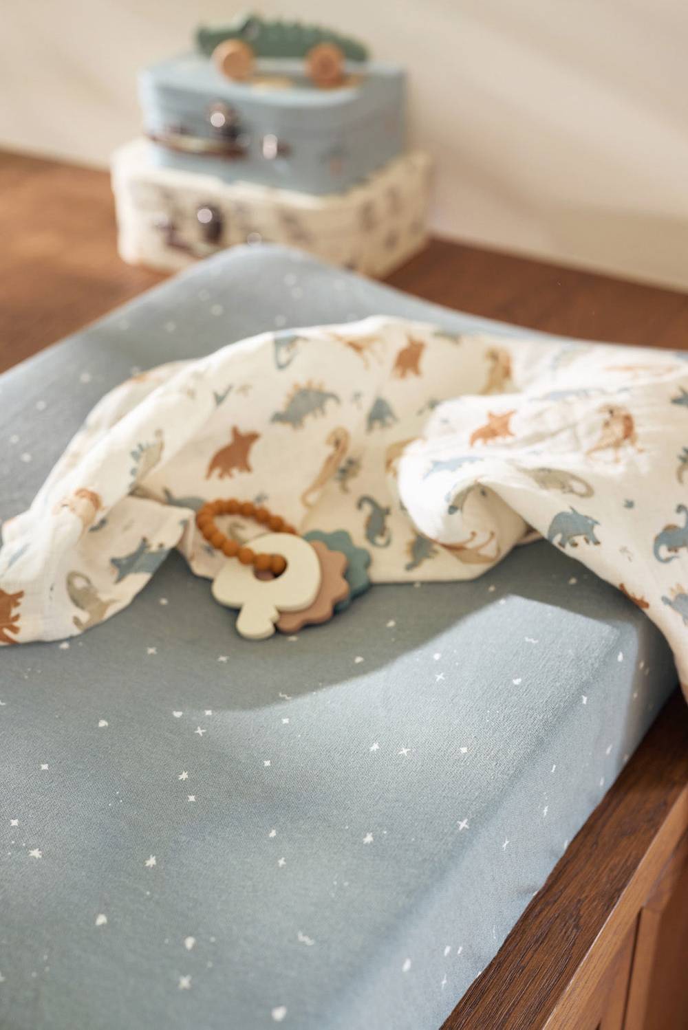 Jollein Wickelauflagenbezug Jersey 50x70cm Twinkling - Sea Green Günstig kaufen