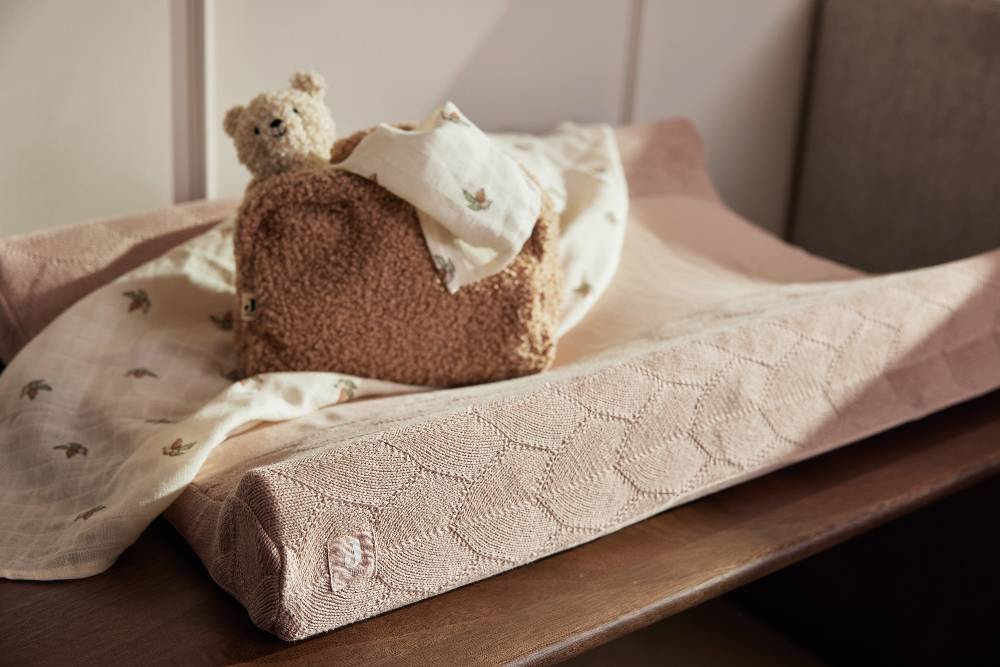 Jollein Wickelauflagenbezug 50x70cm Shell Knit Wild Rose GOTS Flash Sale