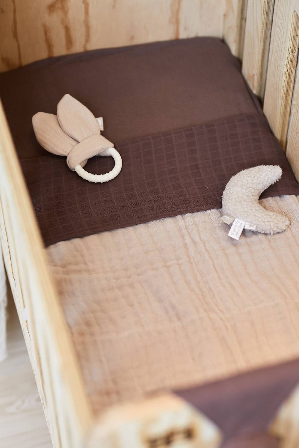 Jollein Bettlaken Kinderbett 120x150cm Wrinkled Cotton Chestnut VIP-Rabatte