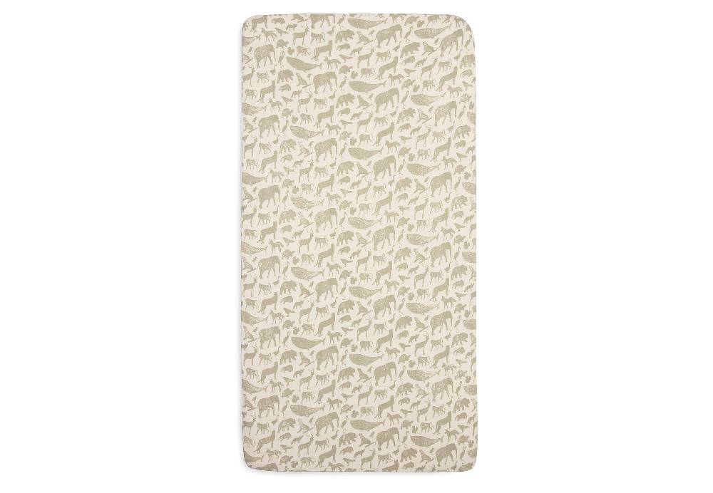 Jollein Spannbettlaken Jersey 60x120cm Animals Olive Green Verkauf