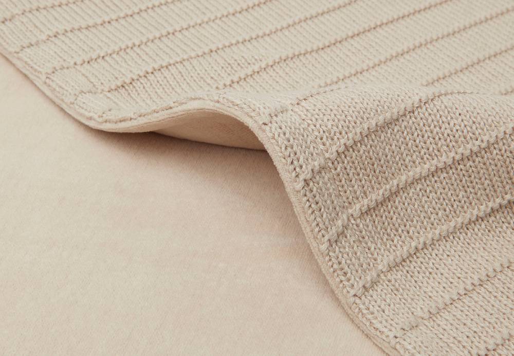 Jollein Decke Kinderbett 100x150cm Pure Knit Nougat/Velvet GOTS Begrenztes Angebot
