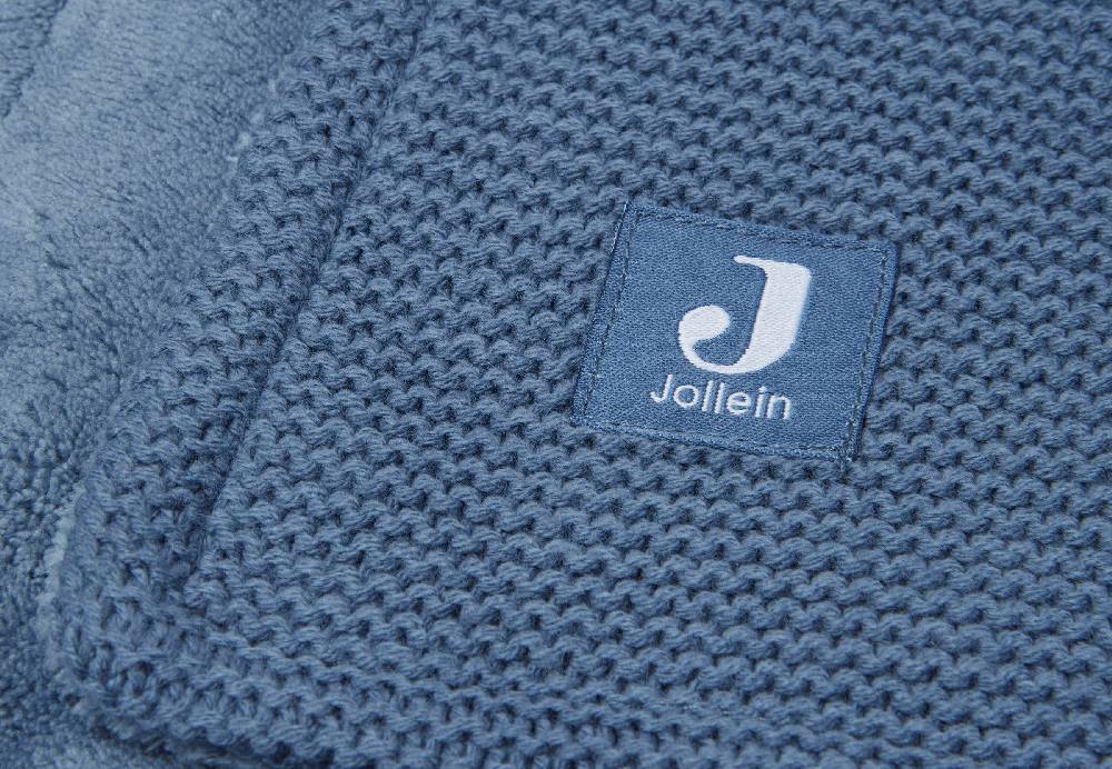 Jollein Decke Wiege 75x100cm Basic Knit Jeans Blue/Fleece Exklusivangebot
