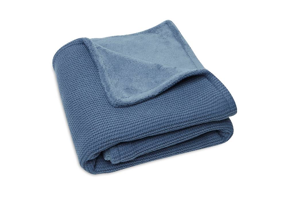 Jollein Decke Wiege 75x100cm Basic Knit Jeans Blue/Fleece Exklusivangebot