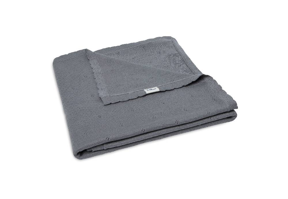 Jollein Decke Kinderbett 100x150cm Pointelle Storm Grey GOTS Preisnachlass