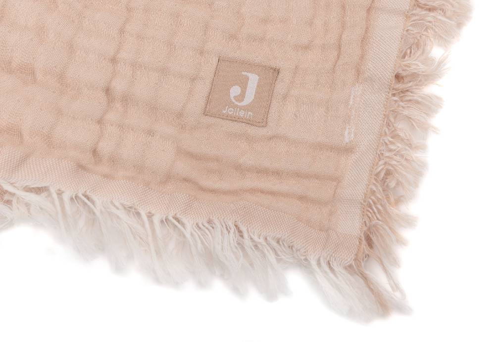 Jollein Deken Wiege 75x100cm Fringe Moonstone/Ivory GOTS Osterangebot