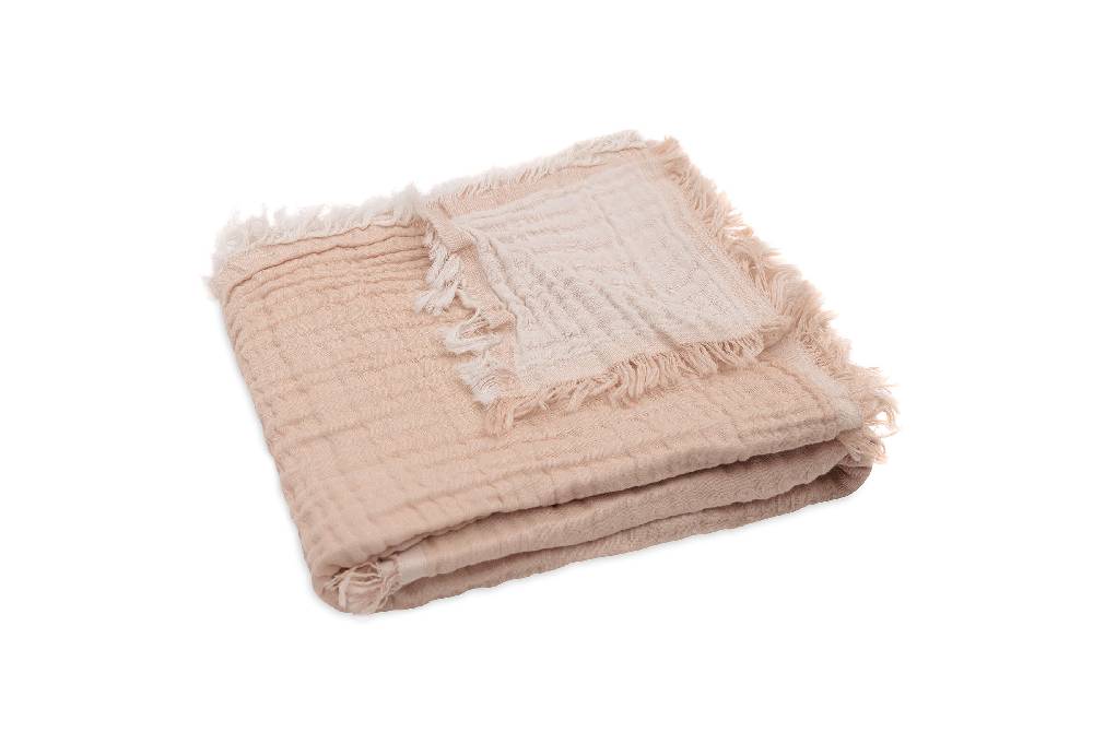 Jollein Deken Wiege 75x100cm Fringe Moonstone/Ivory GOTS Osterangebot