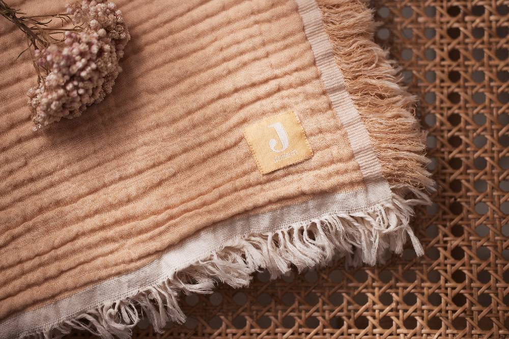Jollein Deken Wiege 75x100cm Fringe Moonstone/Ivory GOTS Osterangebot