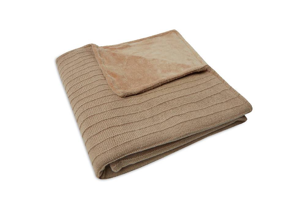 Jollein Decke Kinderbett 100x150cm Pure Knit Biscuit/Velvet GOTS Exklusive Angebote