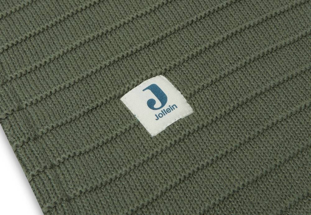 Jollein Decke Kinderbett 100x150cm Pure Knit Leaf Green/Velvet GOTS Blitzangebot