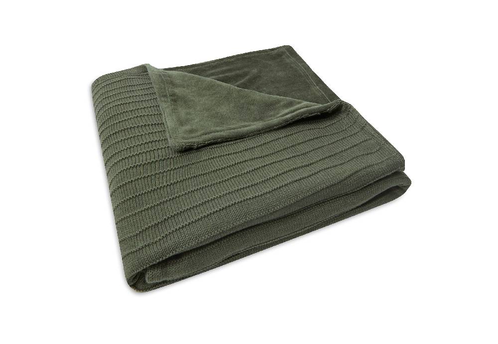 Jollein Decke Kinderbett 100x150cm Pure Knit Leaf Green/Velvet GOTS Blitzangebot
