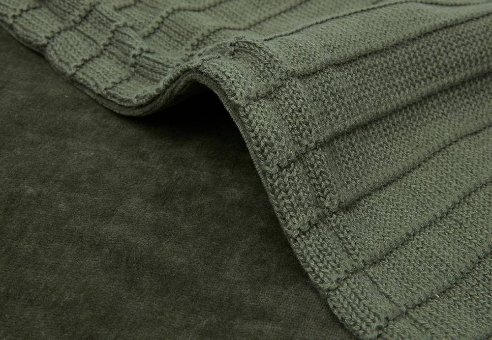 Jollein Decke Kinderbett 100x150cm Pure Knit Leaf Green/Velvet GOTS Blitzangebot