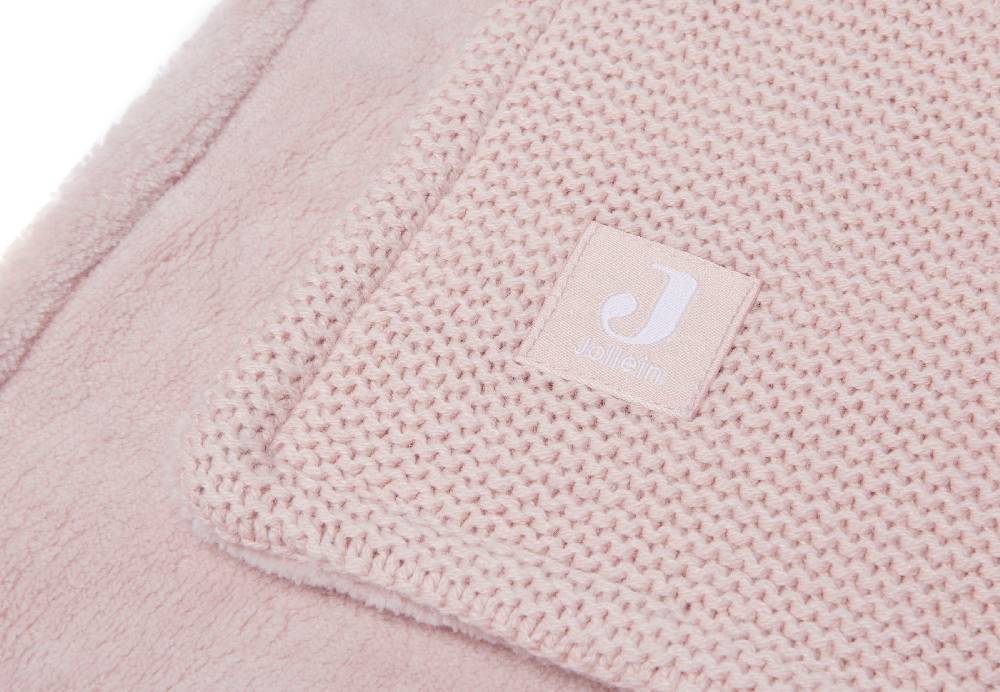 Jollein Decke Kinderbett 100x150cm Basic Knit Pale Pink/Fleece Große Rabatte