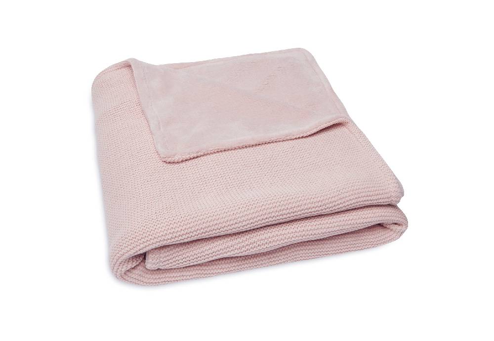 Jollein Decke Kinderbett 100x150cm Basic Knit Pale Pink/Fleece Große Rabatte
