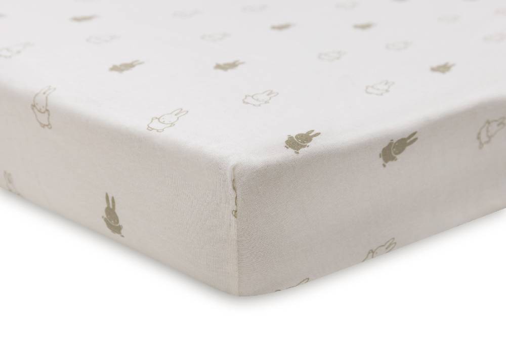 Jollein Spannbettlaken Jersey 60x120cm Happy Miffy Olive Green Fabrikladen