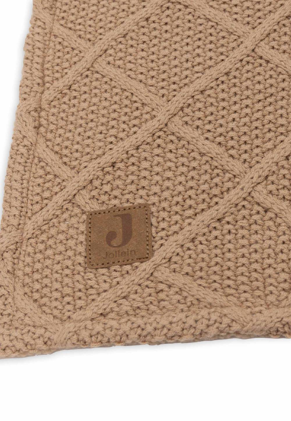 Jollein Decke Kinderbett 100x150cm Check Knit - Biscuit/Teddy Fleece Blitzverkäufe