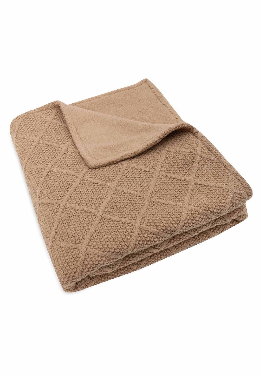 Jollein Decke Kinderbett 100x150cm Check Knit - Biscuit/Teddy Fleece Blitzverkäufe
