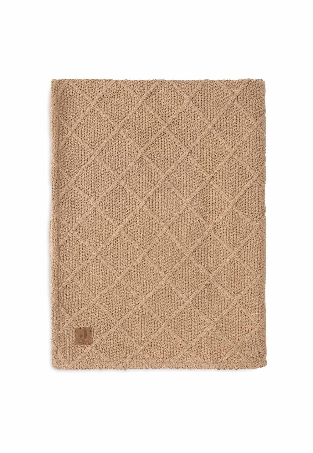 Jollein Decke Kinderbett 100x150cm Check Knit - Biscuit/Teddy Fleece Blitzverkäufe