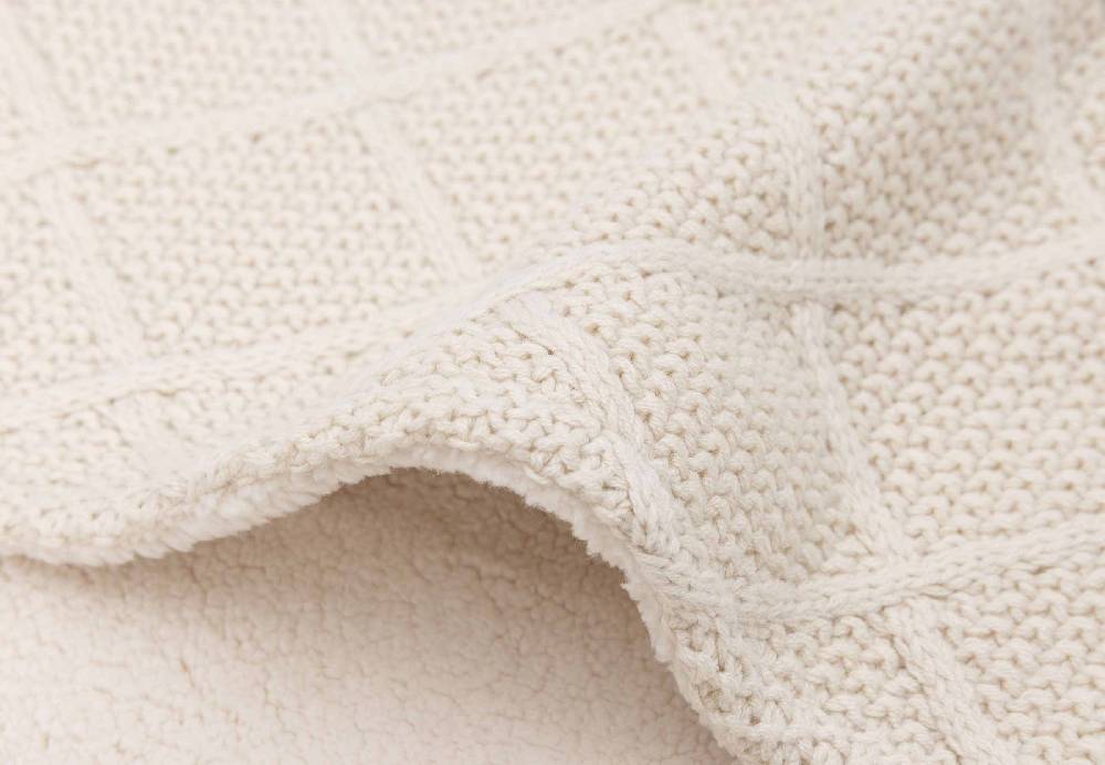 Jollein Decke Kinderbett 100x150cm Check Knit - Oatmeal/Teddy Fleece Kostenloser Versand