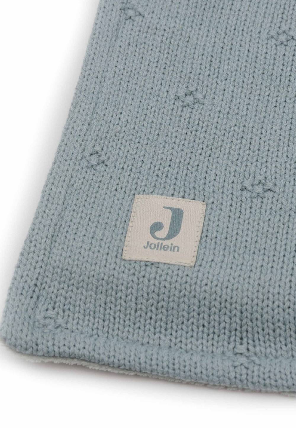 Jollein Decke Kinderbett 100x150cm Cosy Knit - Sea Green/Velvet Limitierter Zeitrabatt