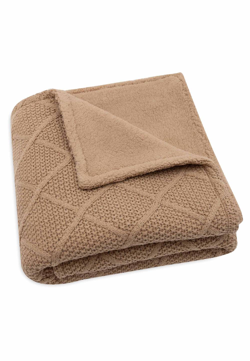 Jollein Decke Wiege 75x100cm Check Knit - Biscuit/Teddy Fleece Sonderangebot