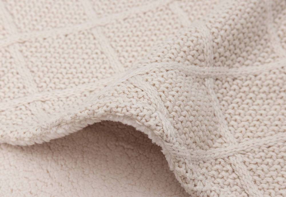 Jollein Decke Wiege 75x100cm Check Knit - Oatmeal/Teddy Fleece Rabatt