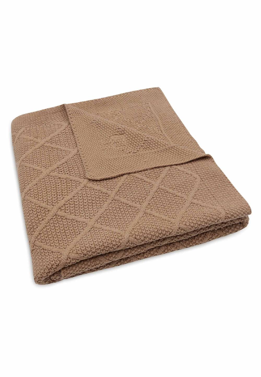 Jollein Decke Gitterbett 100x150cm Check Knit - Biscuit Flash Sale