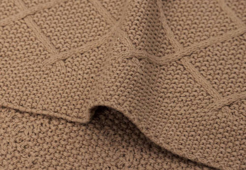 Jollein Decke Gitterbett 100x150cm Check Knit - Biscuit Flash Sale