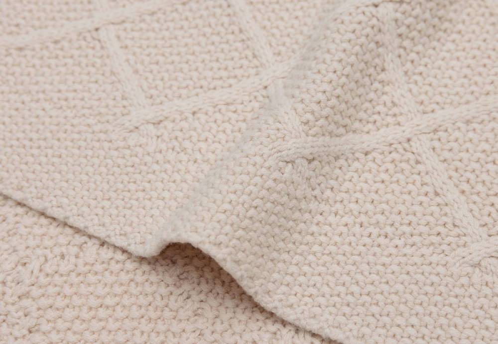 Jollein Decke Gitterbett 100x150cm Check Knit - Oatmeal Begrenztes Angebot